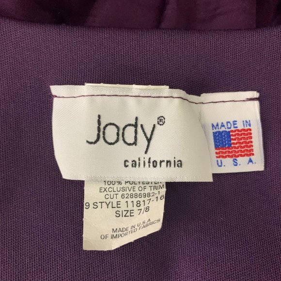 Vintage Jody High Low Hem Dress M Purple Short Sleeve Elastic Waist Scoop Neck - Picture 6 of 6